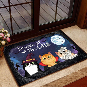 Halloween Peeking Cats From The Cave Mouth Personalized Doormat