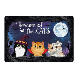 Halloween Peeking Cats From The Cave Mouth Personalized Doormat 16x24