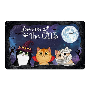 Halloween Peeking Cats From The Cave Mouth Personalized Doormat 18x30