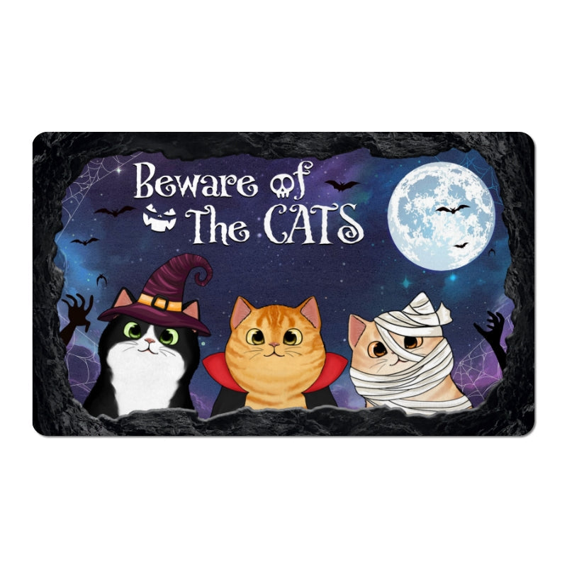 Halloween Peeking Cats From The Cave Mouth Personalized Doormat 18x30