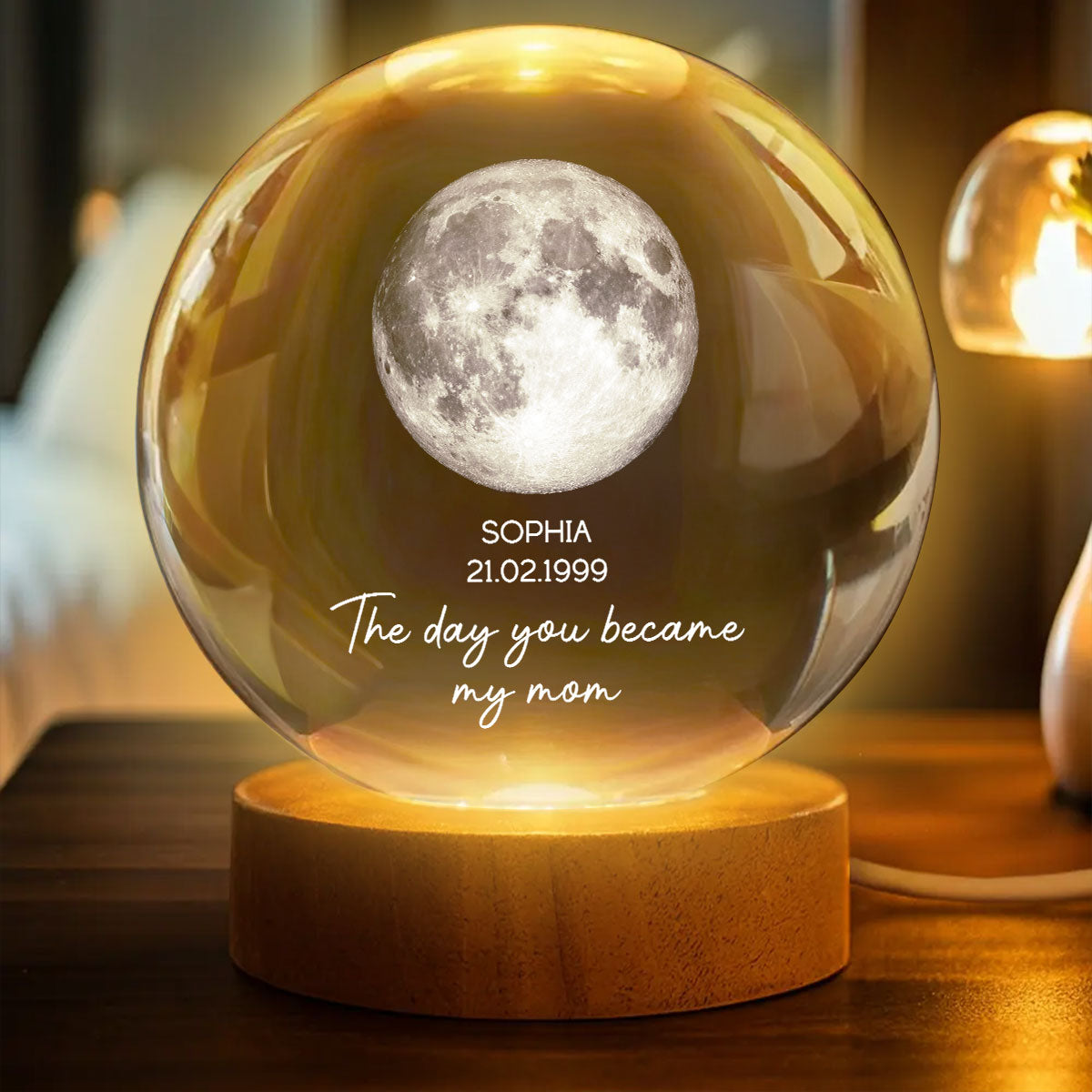 The Day You Became My Mom - Personalized Crystal Ball LED Night Light