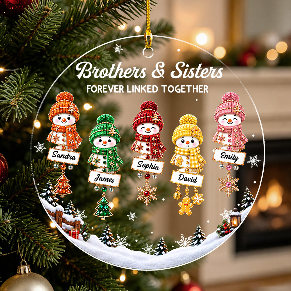 Snowman Siblings personalized acrylic ornament
