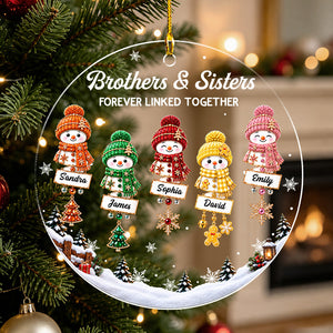 Snowman Siblings personalized acrylic ornament