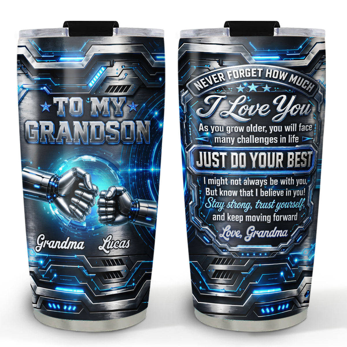 Grandma To Grandson Stay Strong Trust Yourself - Personalized 3D Effect Tumbler - Christmas Gift For Grandson