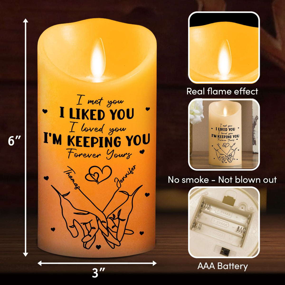 I Met You personalized LED candle