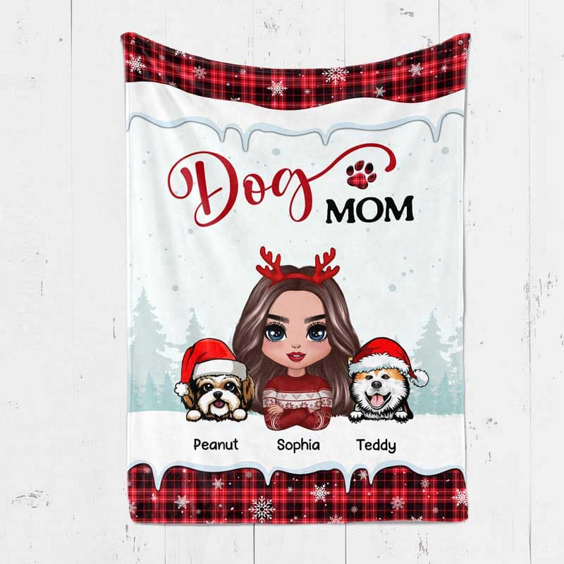 Doll Dog Mom Christmas Personalized Fleece Blanket