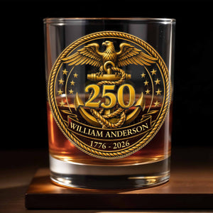 Eagle And Anchor Historic Milestone Glass - Personalized Custom Whiskey Glass - INDE034_RWG