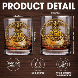 Eagle And Anchor Historic Milestone Glass - Personalized Custom Whiskey Glass - INDE034_RWG