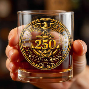 Eagle And Anchor Historic Milestone Glass - Personalized Custom Whiskey Glass - INDE034_RWG
