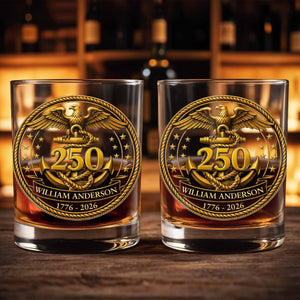 Eagle And Anchor Historic Milestone Glass - Personalized Custom Whiskey Glass - INDE034_RWG