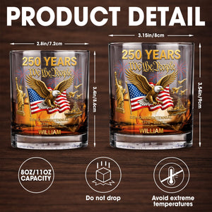 Semiquincentennial We The People Eagle And USA Flag With Fireworks - Personalized Custom Whiskey Glass - INDE461_RWG