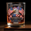 United States Independence Freedom Pride With Eagle And USA Flag - Personalized Custom Whiskey Glass - INDE466_RWG