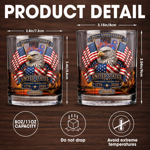 United States Independence Freedom Pride With Eagle And USA Flag - Personalized Custom Whiskey Glass - INDE466_RWG