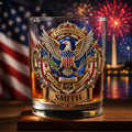 E Pluribus Unum America's 250th Anniversary Eagle Shield Emblem - Personalized Custom Whiskey Glass - INDE475_RWG