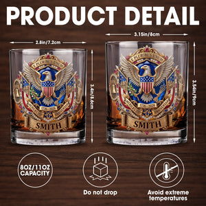 E Pluribus Unum America's 250th Anniversary Eagle Shield Emblem - Personalized Custom Whiskey Glass - INDE475_RWG