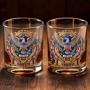 E Pluribus Unum America's 250th Anniversary Eagle Shield Emblem - Personalized Custom Whiskey Glass - INDE475_RWG
