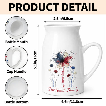 America Faith Freedom And Pride Patriotic USA Flag Flower - Personalized Ceramic Flower Vase