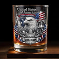 United States of America Anniversary Bald Eagle and American Flag - Personalized Custom Whiskey Glass - INDE642_RWG