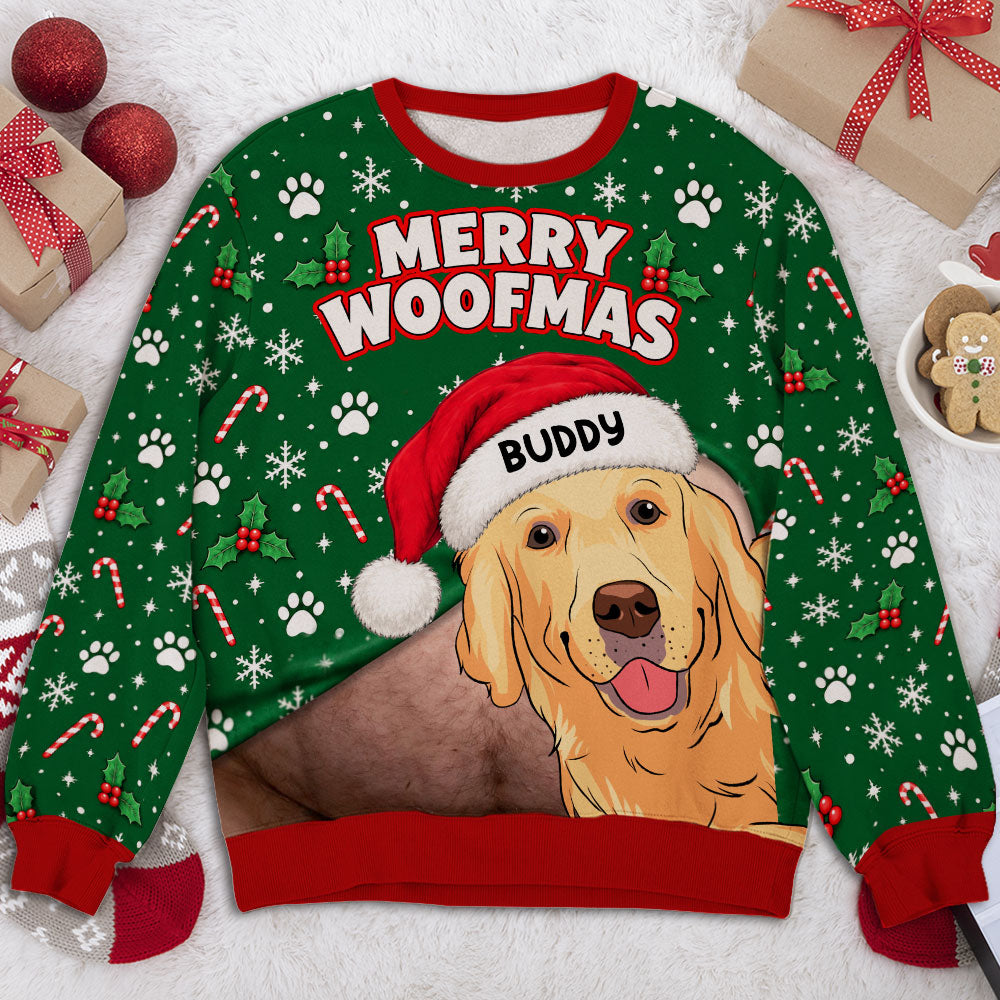 Woofmas Belly Surprise personalized all-over-print sweatshirt