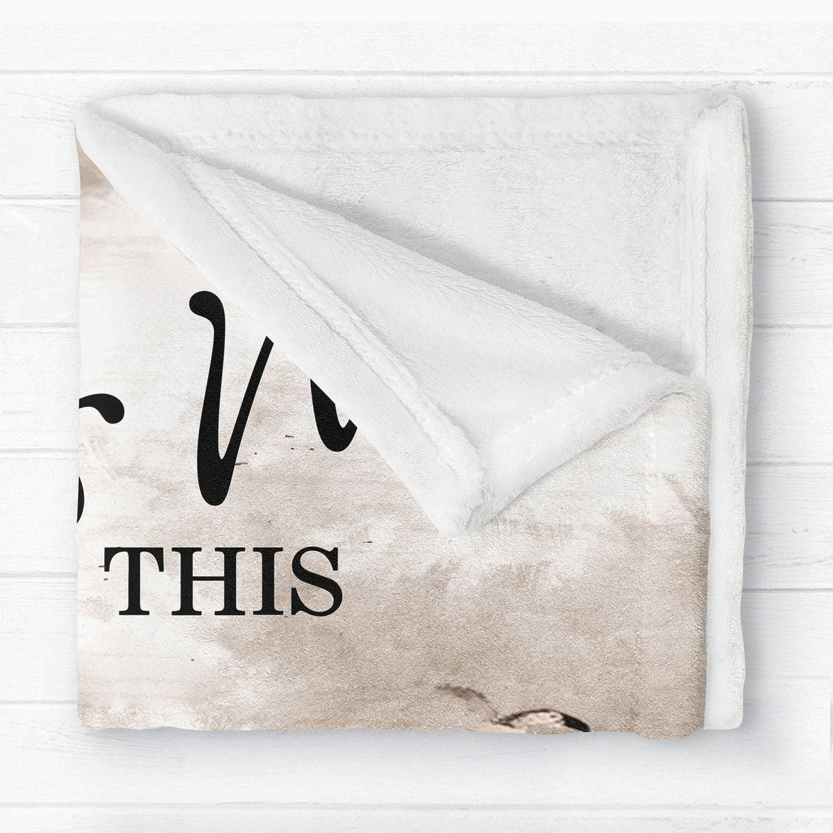 Retro Vintage Back View Couple Sitting Beach Landscape - Personalized Fleece Blanket
