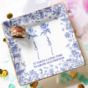 Birth flower dish holding rings and earrings