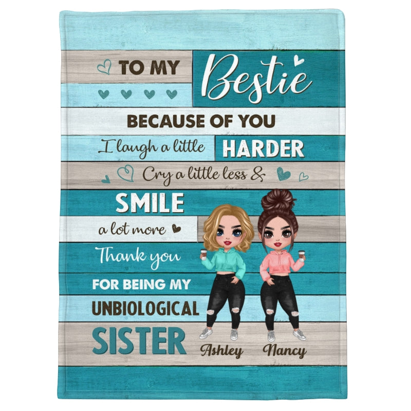 To My Bestie Green Wood Texture Personalized Fleece Blanket