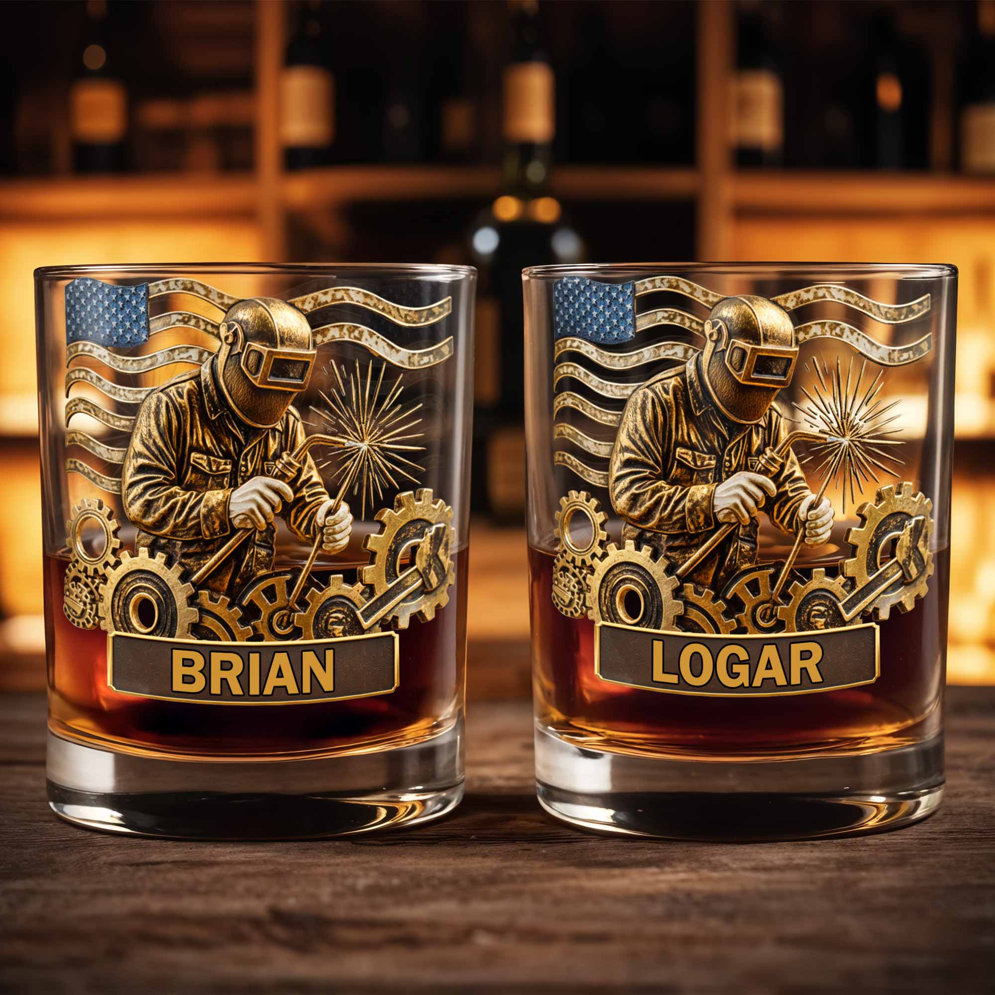 Capture The Spirit Of Craftsmanship And Patriotism - Personalized Custom Whiskey Glass - JBS069_RWG