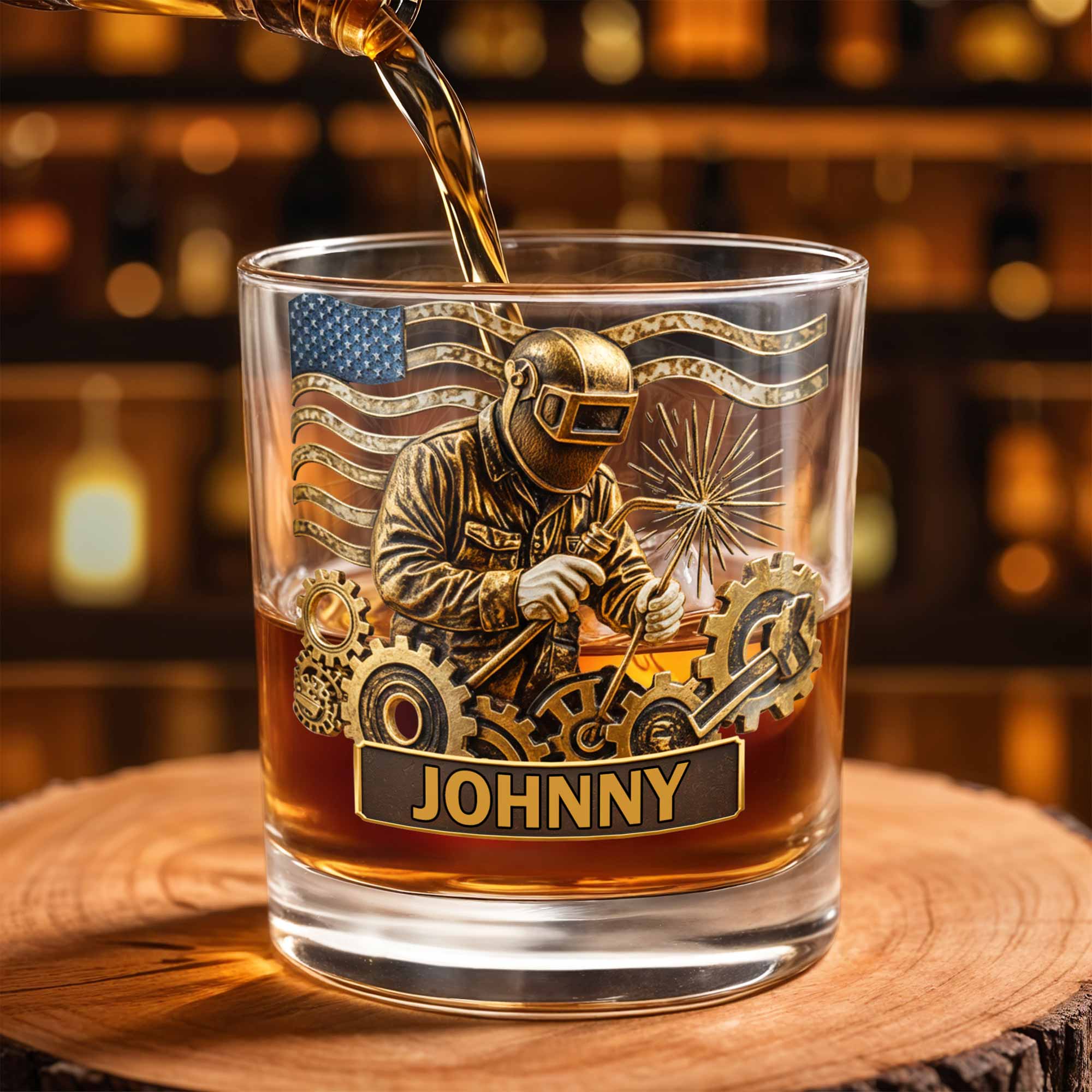 Capture The Spirit Of Craftsmanship And Patriotism - Personalized Custom Whiskey Glass - JBS069_RWG