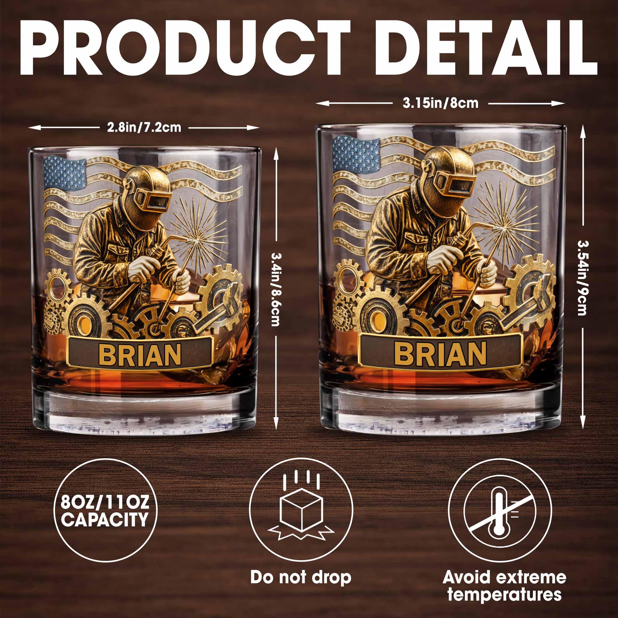 Capture The Spirit Of Craftsmanship And Patriotism - Personalized Custom Whiskey Glass - JBS069_RWG