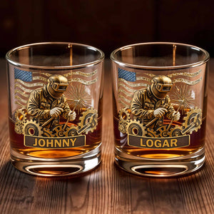Capture The Spirit Of Craftsmanship And Patriotism - Personalized Custom Whiskey Glass - JBS069_RWG