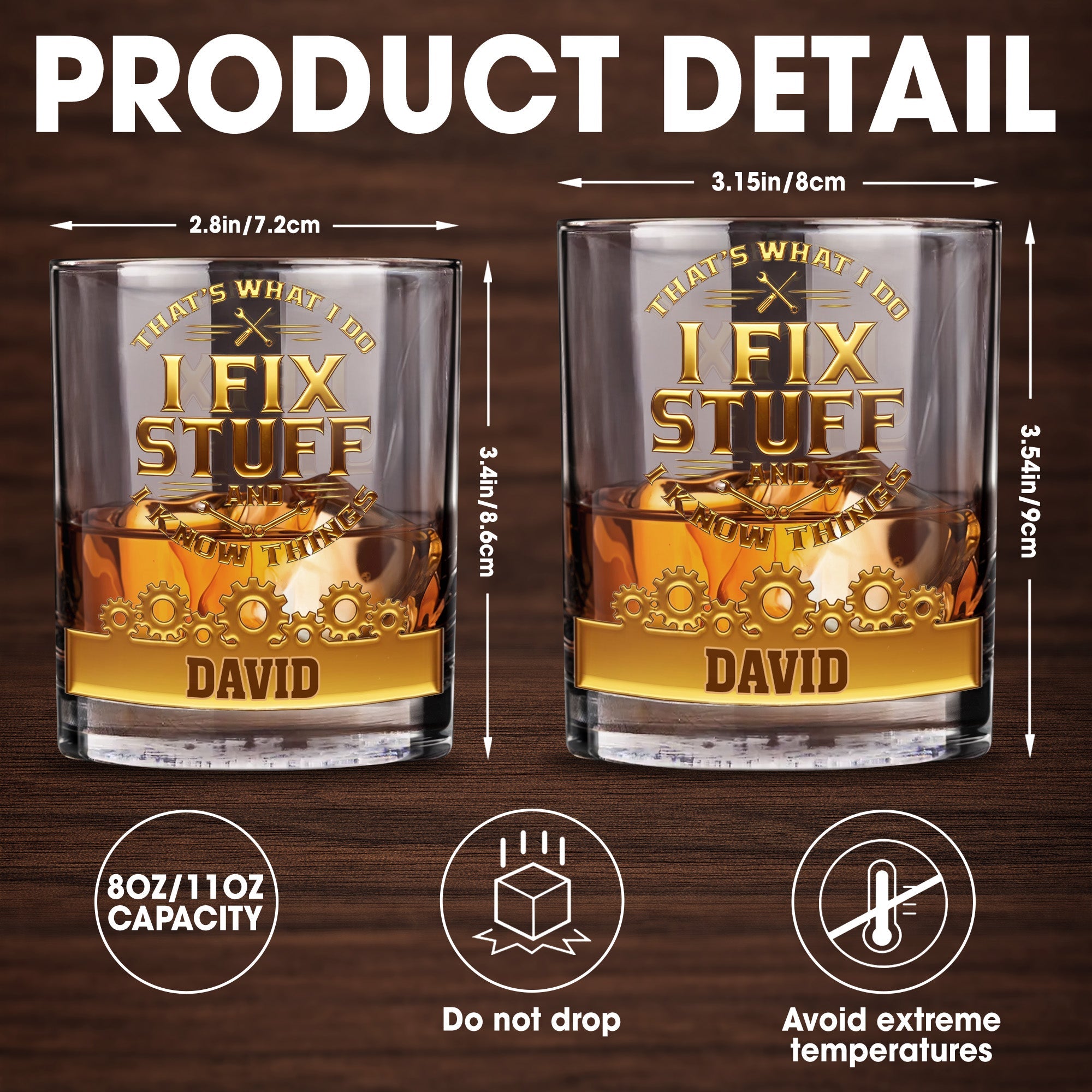 I Fix Stuff And I Know Things, Gears and Tools Design - Personalized Custom Whiskey Glass - JBS072_RWG