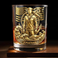 Honoring Our Heroes, American Flag And Military Figure - Personalized Custom Whiskey Glass - JBS076_RWG