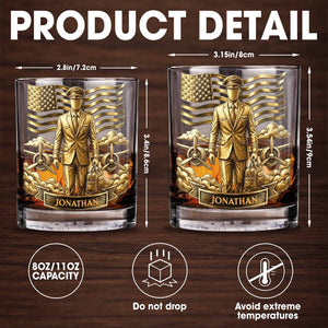 Pilot, American Flag, Whiskey Glass - Personalized Custom Whiskey Glass - JBS077_RWG