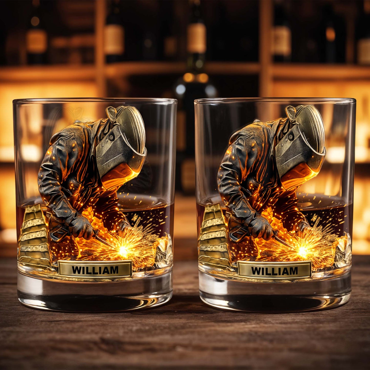Craftsmanship And Sparks Personalized Whiskey Glass - Personalized Custom Whiskey Glass - JBS091_RWG