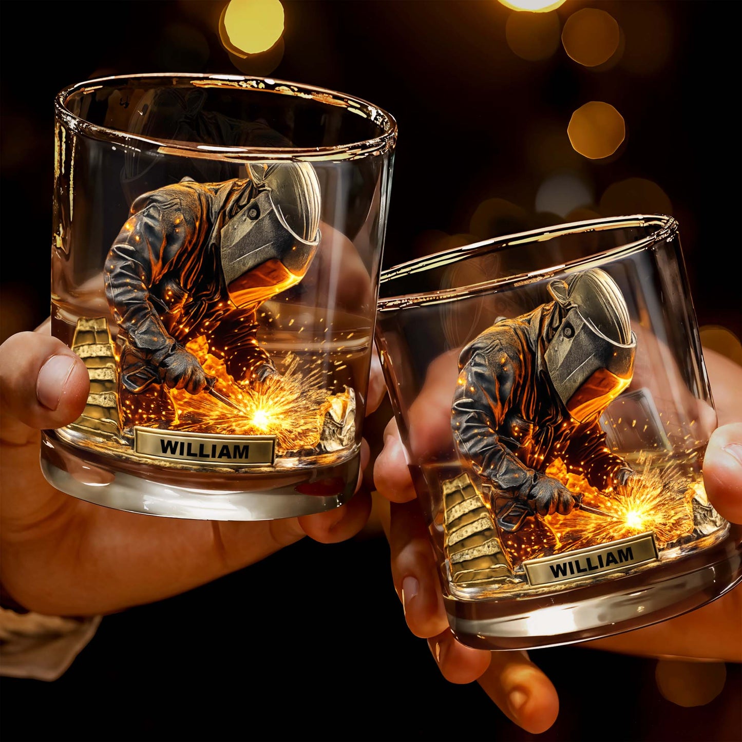 Craftsmanship And Sparks Personalized Whiskey Glass - Personalized Custom Whiskey Glass - JBS091_RWG