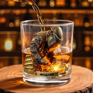 Craftsmanship And Sparks Personalized Whiskey Glass - Personalized Custom Whiskey Glass - JBS091_RWG