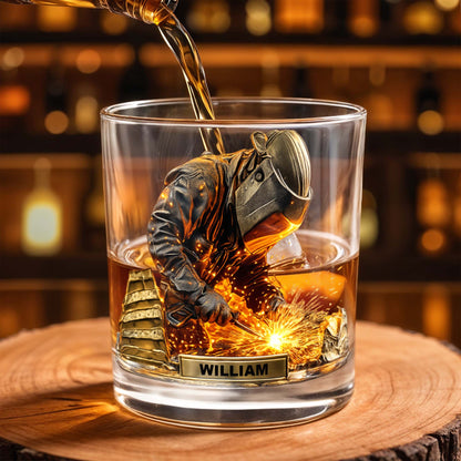 Craftsmanship And Sparks Personalized Whiskey Glass - Personalized Custom Whiskey Glass - JBS091_RWG