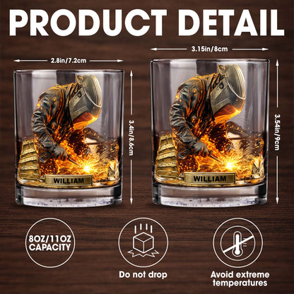 Craftsmanship And Sparks Personalized Whiskey Glass - Personalized Custom Whiskey Glass - JBS091_RWG