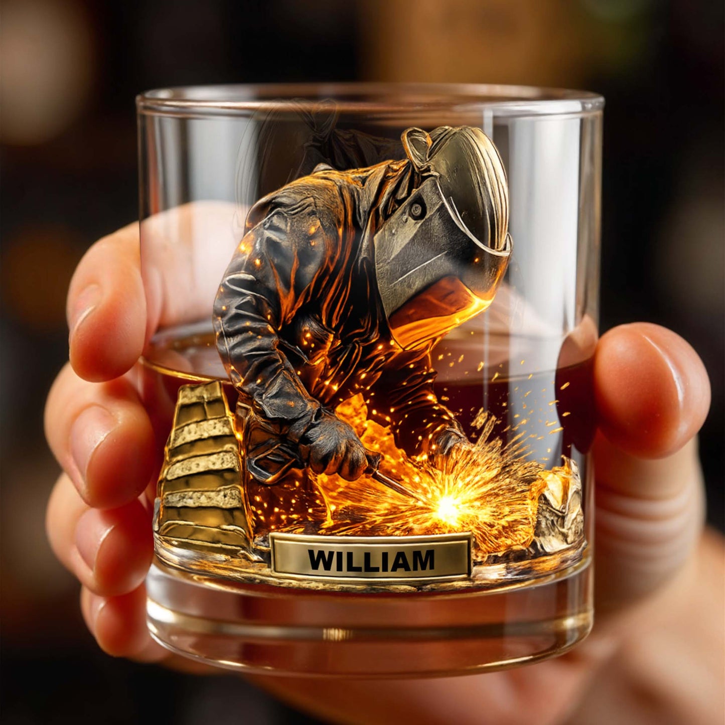 Craftsmanship And Sparks Personalized Whiskey Glass - Personalized Custom Whiskey Glass - JBS091_RWG