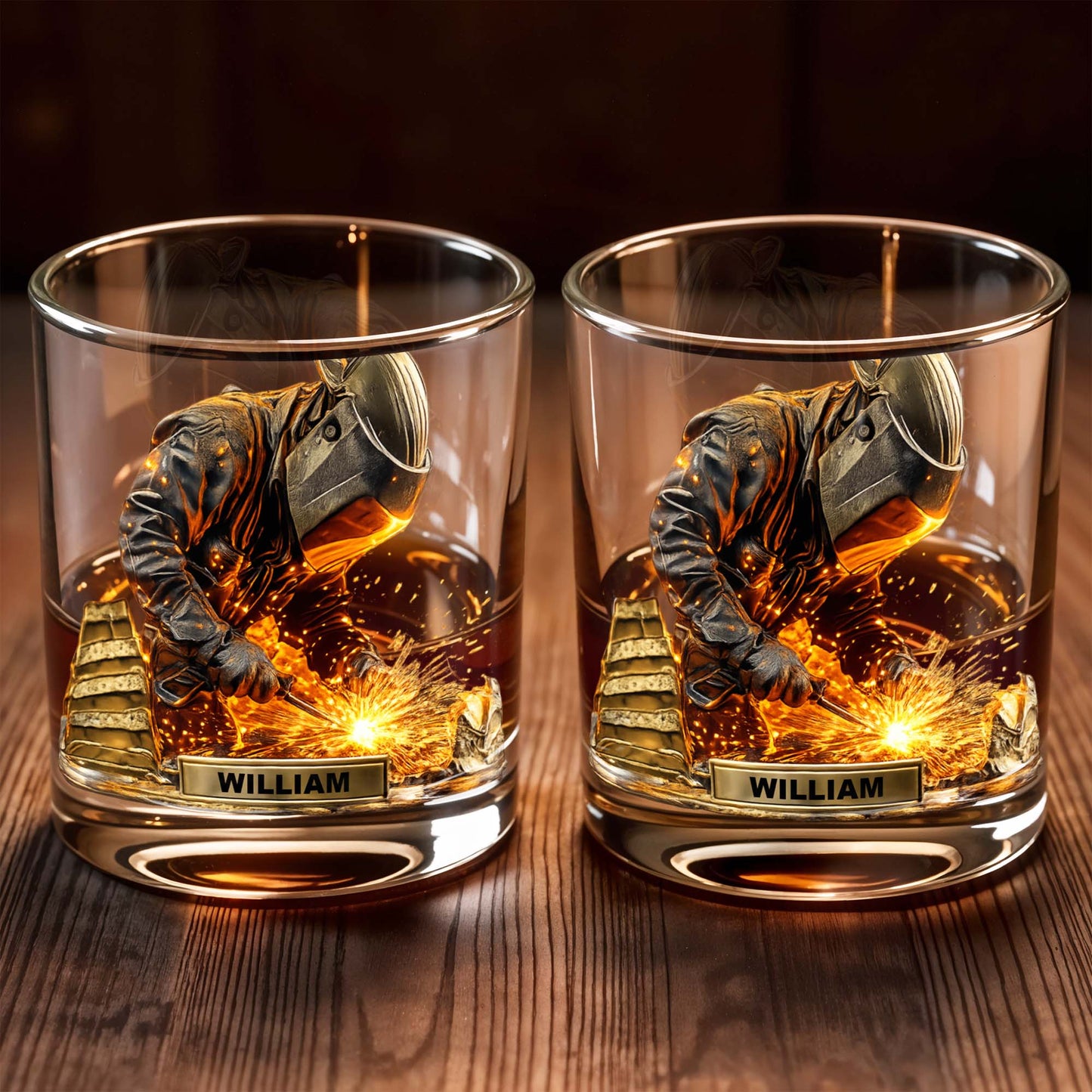 Craftsmanship And Sparks Personalized Whiskey Glass - Personalized Custom Whiskey Glass - JBS091_RWG
