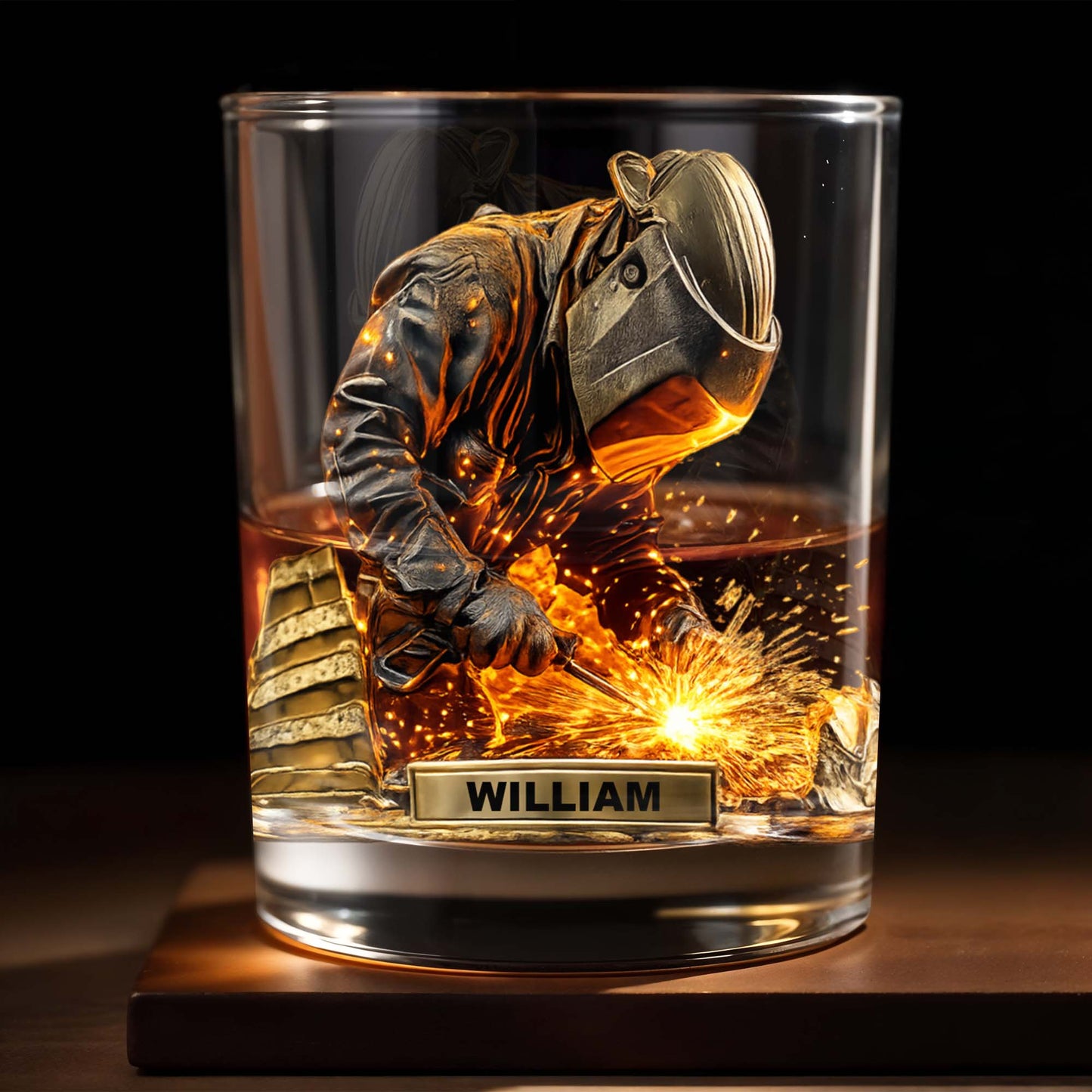 Craftsmanship And Sparks Personalized Whiskey Glass - Personalized Custom Whiskey Glass - JBS091_RWG