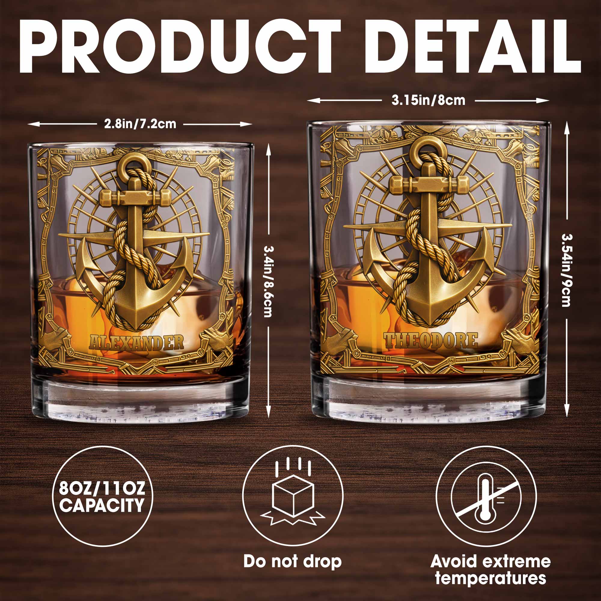 Sail The Seas Of Life With Courage And Strength Anchor And Rope - Personalized Custom Whiskey Glass - JBS095_RWG