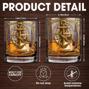 Sail The Seas Of Life With Courage And Strength Anchor And Rope - Personalized Custom Whiskey Glass - JBS095_RWG