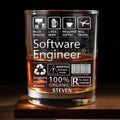 Multi-Tasking Software Engineer With Beer Coffee And Travel Icons - Personalized Custom Whiskey Glass - JBS103_RWG