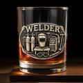 Welder With Welding Mask And Tools 3D Effect Design - Personalized Custom Whiskey Glass - JBS201_RWG