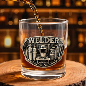 Welder With Welding Mask And Tools 3D Effect Design - Personalized Custom Whiskey Glass - JBS201_RWG