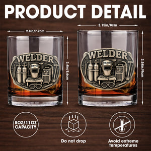 Welder With Welding Mask And Tools 3D Effect Design - Personalized Custom Whiskey Glass - JBS201_RWG