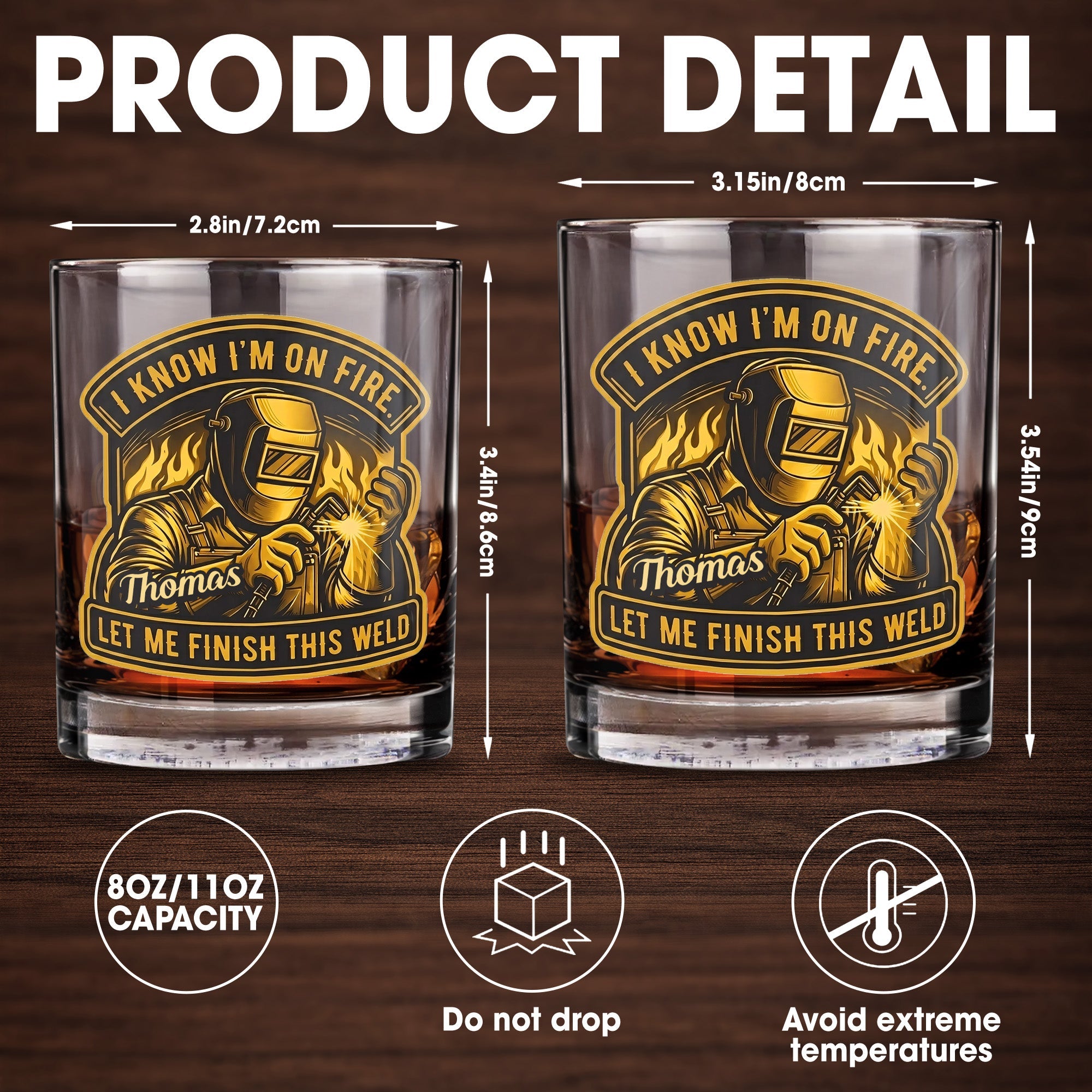 I Know I'm On Fire Let Me Finish This Weld Welder Design - Personalized Custom Whiskey Glass - JBS271_RWG