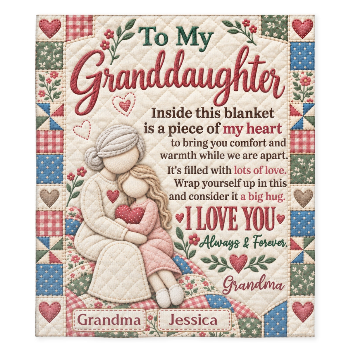 Hugs Warmth And Love Personalized Fleece Blanket