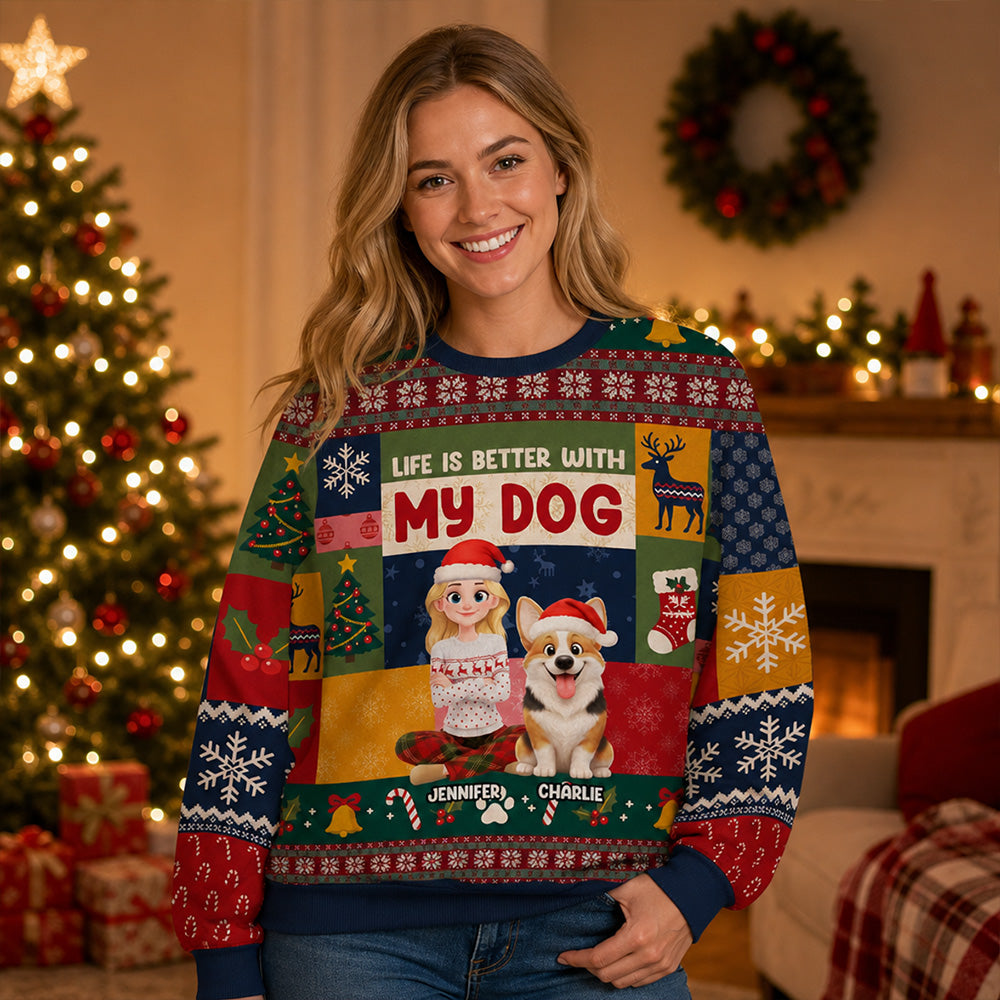 Life Is Better With My Dog - Personalized All-Over-Print Sweatshirt